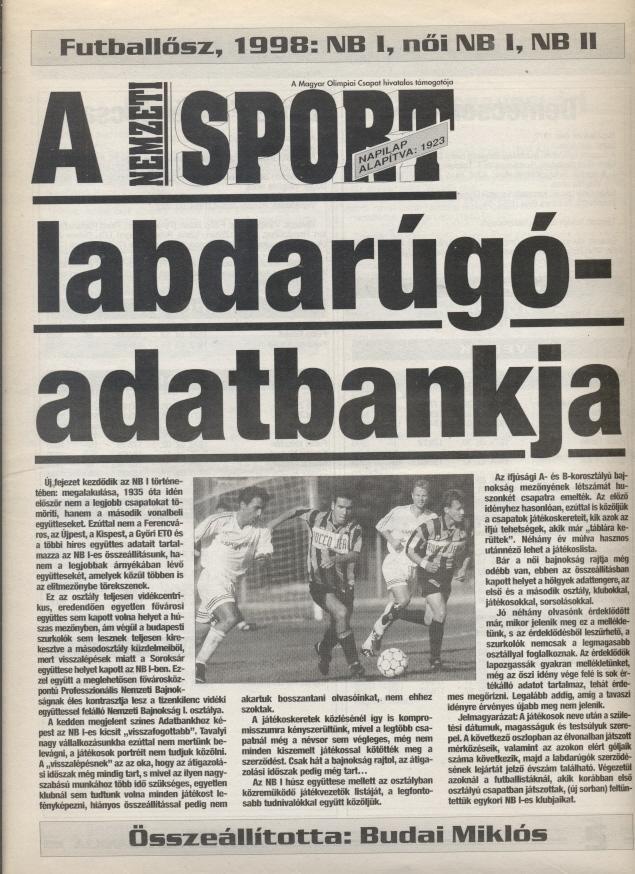 Угорщина, чемп-т 1998-99, 1-а ліга спецвид. Nemzeti Sport Hungary season preview
