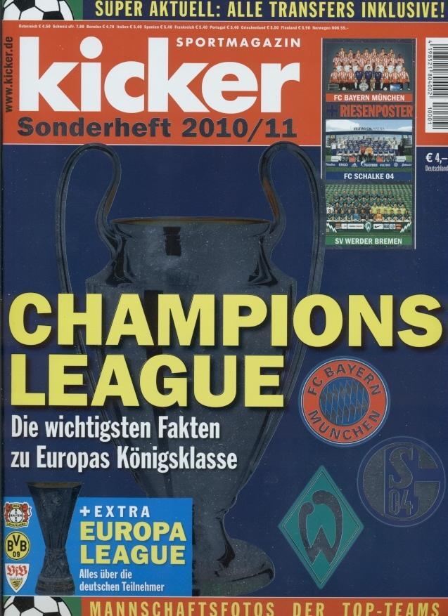 Футбол,Ліга чемпіонів 2010-11,спецвидання Кікер /Kicker Champions league preview