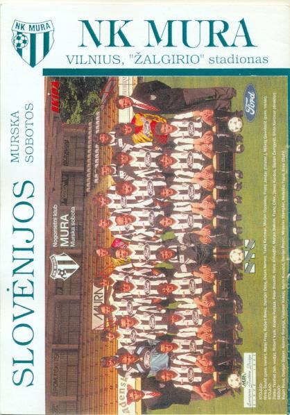 прог.Жальгіріс/Zalgiris Lithuania/Литва-Mura Slovenia/Словен.1995 match program
