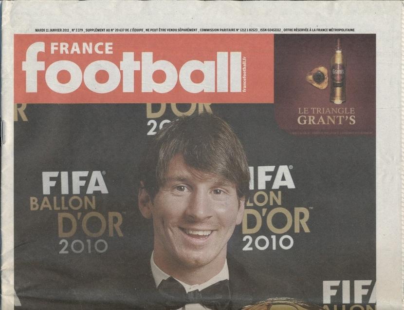 Золотий М'яч 2010-Мессі, спецвидан.France Football Ballon d'Or Golden Ball Messi