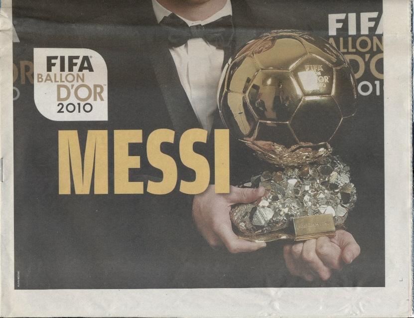 Золотий М'яч 2010-Мессі, спецвидан.France Football Ballon d'Or Golden Ball Messi 1
