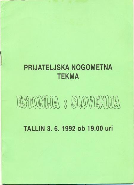 прог. зб. Естонія-Словенія 1992 МТМ / Estonia-Slovenia friendly match programme