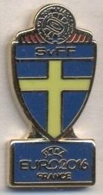 Швеція, федерація футболу, Євро-16,№1 ЕМАЛЬ/Sweden football federation pin badge