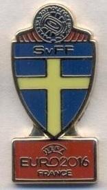 Швеція, федерація футболу, Євро-16,№2 ЕМАЛЬ/Sweden football federation pin badge