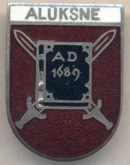 герб місто Алуксне (Латвія) ЕМАЛЬ /Aluksne town,Latvia coat-of-arms enamel badge