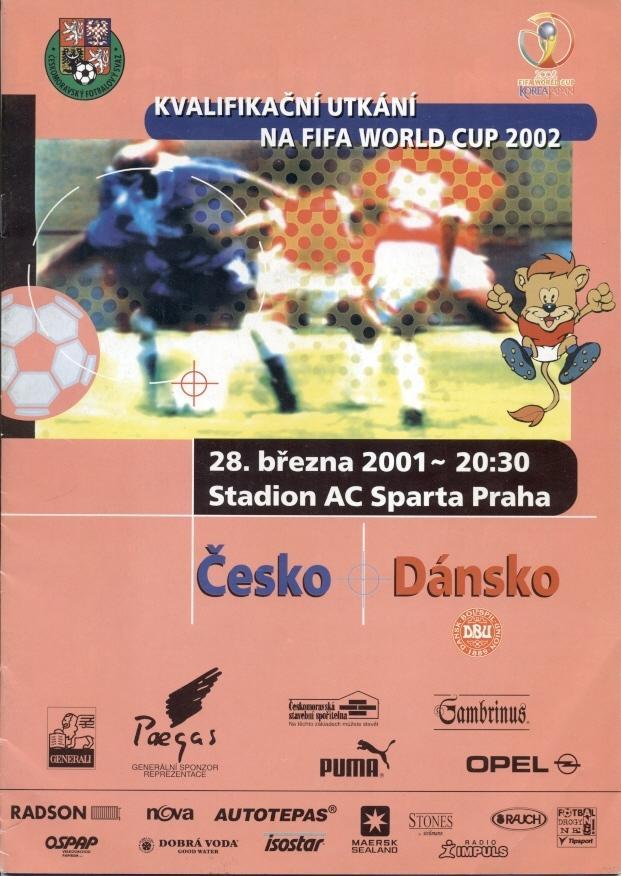 прог.зб.Чехія-Данія 2001 відб.ЧС-2002 /Czech Rep.-Denmark football match program