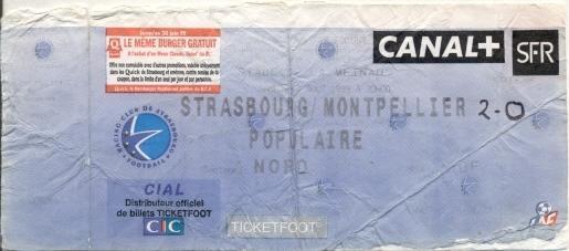 білет Франція Championnat France Strasbourg-Montpellier 1999 billet match ticket