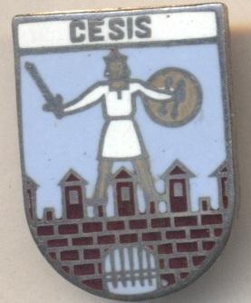 герб ембл.місто Цесіс (Латвія) ЕМАЛЬ/Cesis town,Latvia coat-of-arms enamel badge