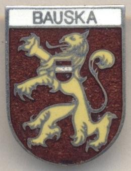 герб місто Бауска (Латвія) ЕМАЛЬ / Bauska town, Latvia coat-of-arms enamel badge