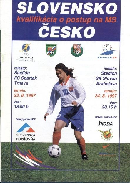 прог.зб.Словаччина-Чехія 1997відб.ЧС-1998 /Slovakia-Czech football match program