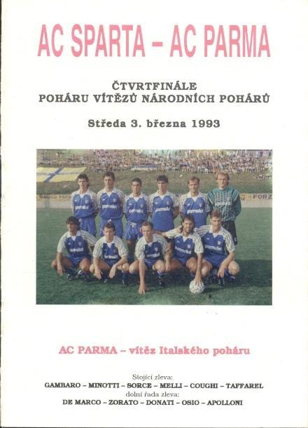 прог.Спарта/Sparta Prague Czech/Чехія-AC Parma Italy/Італія 1993 match programme