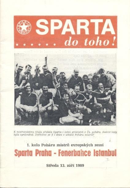 прог.Спарта/Sparta Prague Czech/Чехія-Fenerbahce Turkey/Туреч.1989 match program