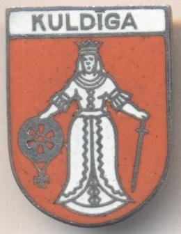 герб місто Кулдіга (Латвія) ЕМАЛЬ /Kuldiga town,Latvia coat-of-arms enamel badge