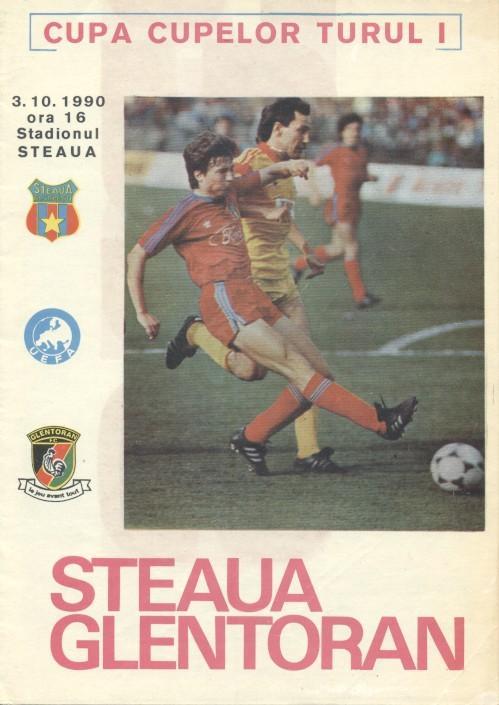 прог.Steaua Bucharest Romania/Румун-Glentoran N.Ireland/Ірлан.1990 match program