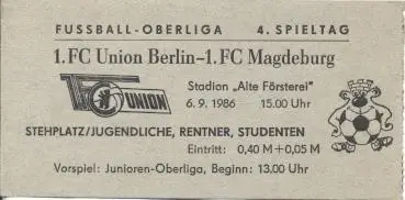білет НДР DDR-Meistersch.Union Berlin-Magdeburg 1986 Eintrittskarte match ticket