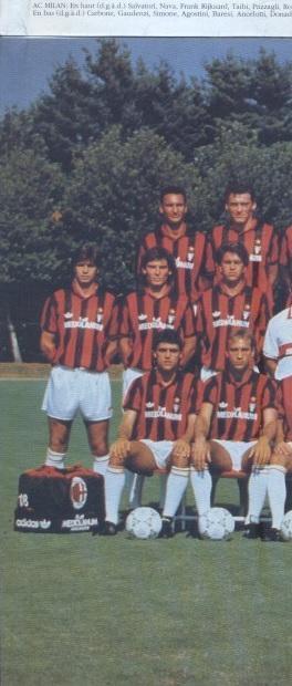 постер А4 футбол Мілан (Італія) 1990 / AC Milan, Italy football club poster