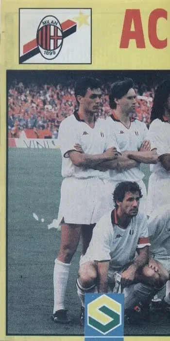 постер А4 футбол Мілан (Італія) 1989 Старт / AC Milan,Italy football club poster