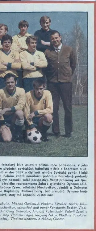 постер А4 футбол Динамо Мос.(срср) 1972 / Dinamo Mos.,ussr football poster