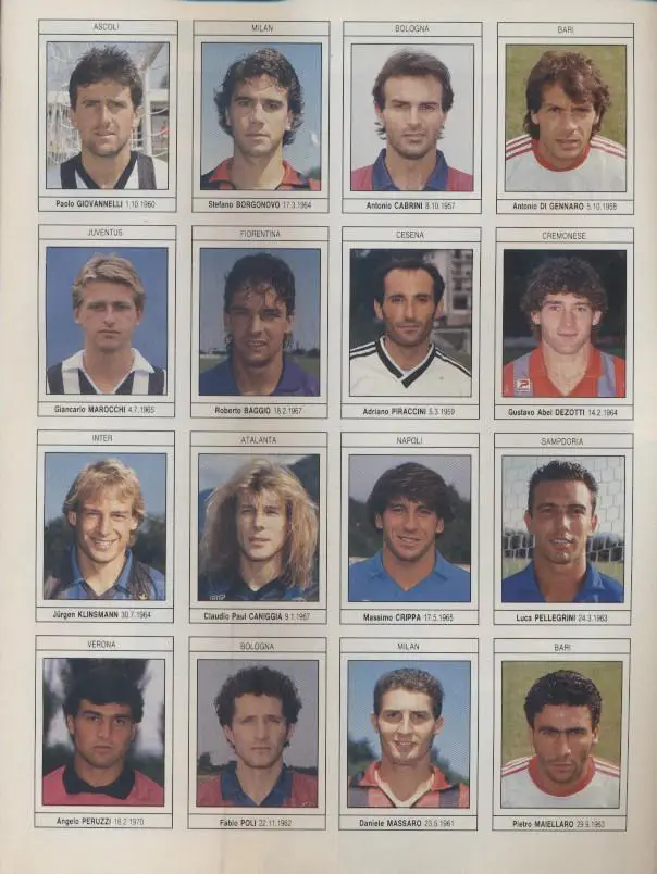 футбол - Італія чемпіонат 1989-90, колекція Guerin Sportivo Italy championship 3