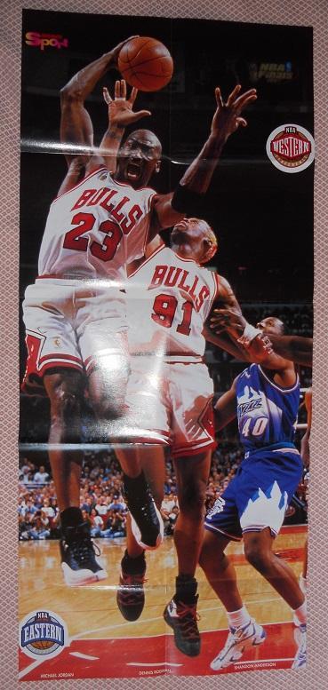 постер А2 формула-1 F-1 М.Шумахер,Феррарі / баскет Джордан+Родмен,НБА=NBA poster 1