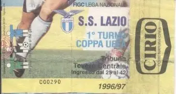 білет Лаціо/SS Lazio Italy/Італія-Ланс/RC Lens France/Франція 1996 match ticket