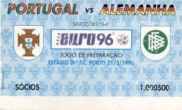 білет зб. Португалія-Німеччина 1996 МТМ / Portugal-Germany friendly match ticket