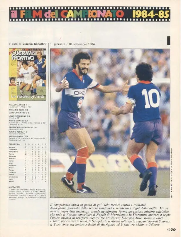 футбол - Італія чемпіонат 1984-85, колекція Guerin Sportivo Italy championship 1