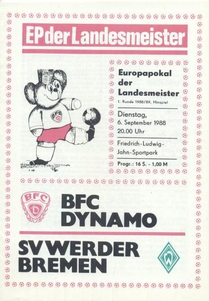 прог.Dynamo Berlin GDR/НДР-Werder Bremen Germany/Німеччина 1988b match programme