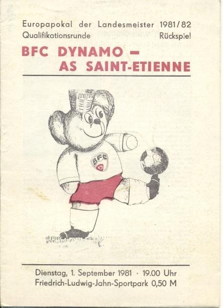 прог.BFC Dynamo GDR-Germany/НДР-AS St.Etienne France/Франція 1981 match program