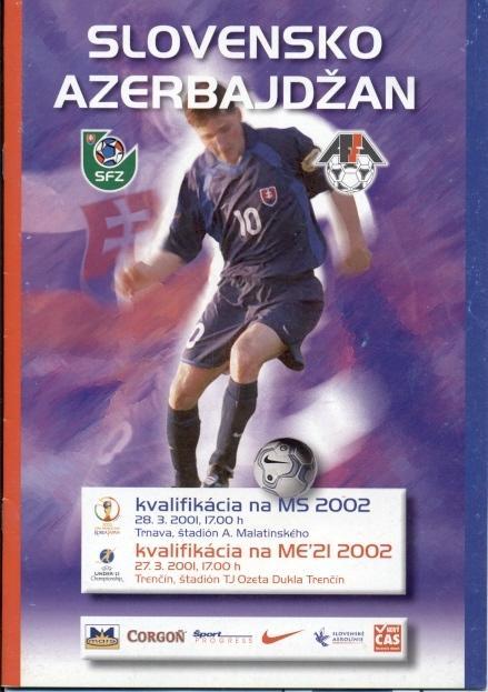 прог.зб. Словаччина-Азербай.2001 відб.ЧС-2002 /Slovakia-Azerbaijan match program
