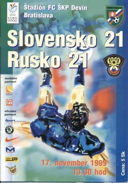 прог. зб. Словаччина-Росія 1999 молодіжні / Slovakia-Russia U21 match programme