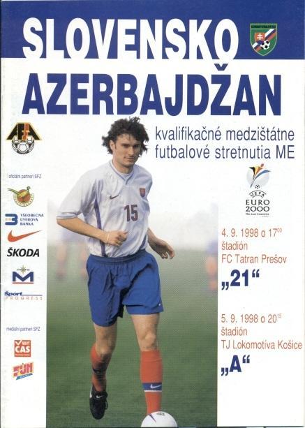 прог.зб. Словаччина-Азербай.1998 відб.ЧЄ-2000 /Slovakia-Azerbaijan match program