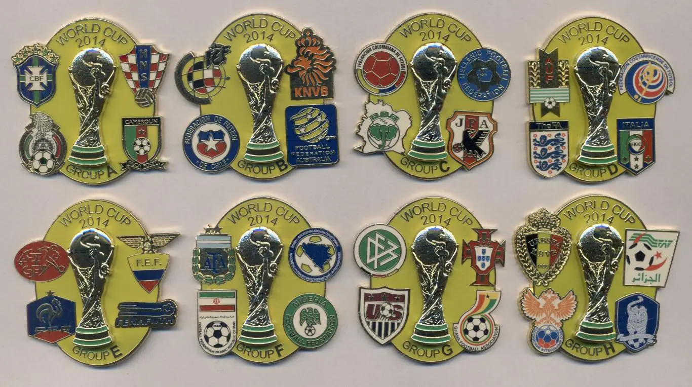 Чемп-т Світу ЧС-2014, 8 груп(1) ЕМАЛЬ ЕКСКЛЮЗИВ '3D' / World Cup 8 pin's badges