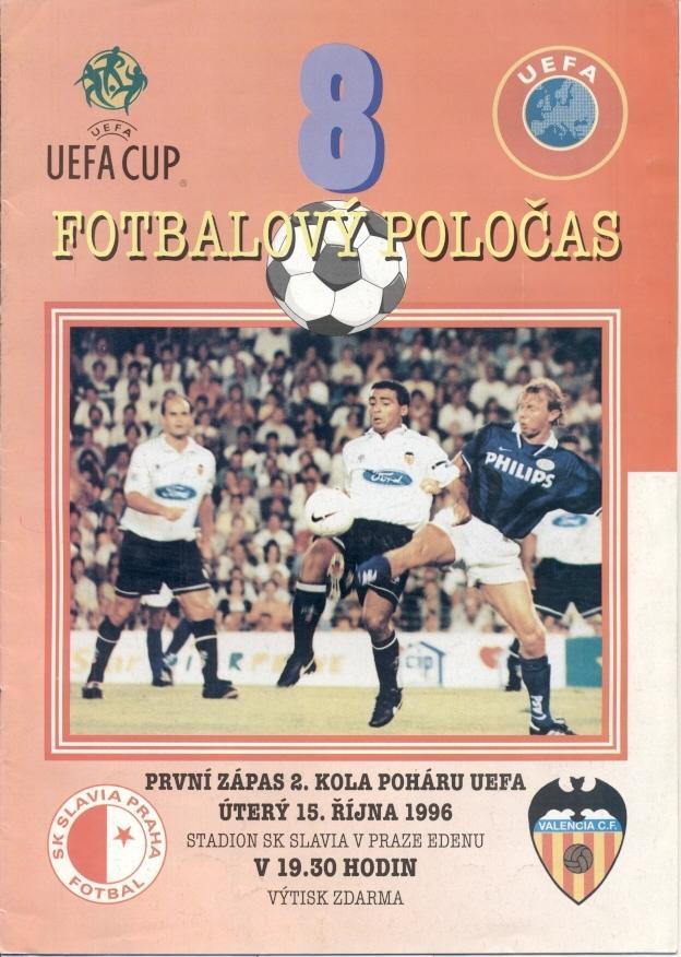 прог.Slavia Praha Prague Czech/Чехія-Valencia CF Spain/Іспан. 1996 match program