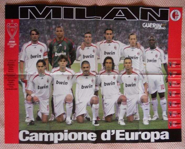 постер А1 футбол Мілан/Індзагі (Італія) 2007 /AC Milan-ChL,Italy football poster