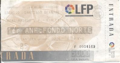білет Іспанія Campeonato Espana Real Madrid-Athletic Bilbao entrada match ticket