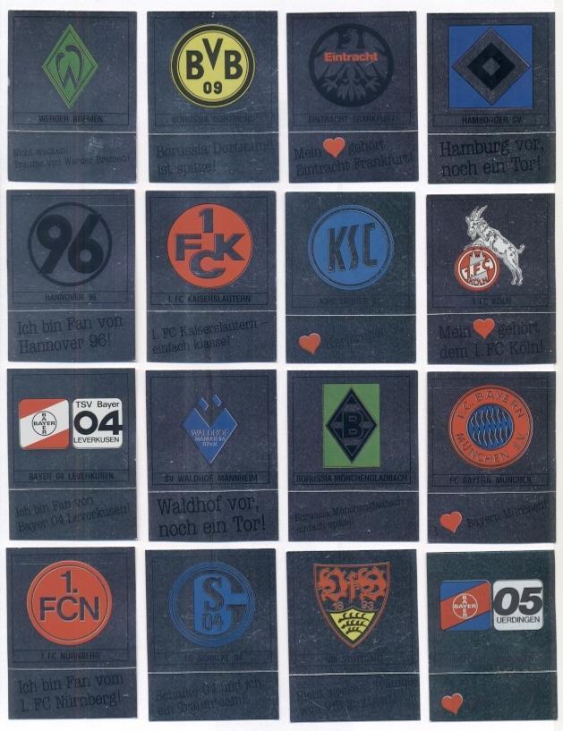 наклейки блиск.16 штук клуби-Німеччина /Germany football clubs 16 logos stickers
