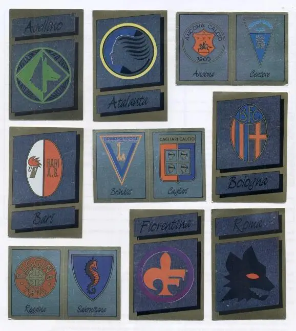 наклейки блиск.9 штук ф.к.-Італія 1987-88 /Italy football clubs logos 9 stickers