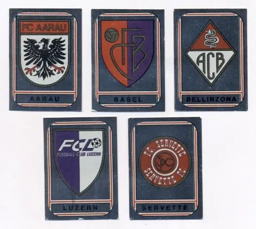 наклейки блиск.5 штук ф.к.-Швейцарія/Switzerland football clubs 5 logos stickers
