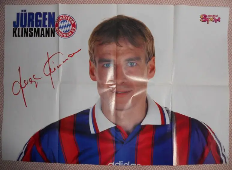 постер А0 футбол Юрген Клінсманн (Німеччина) /Klinsmann,FC Bayern,Germany poster