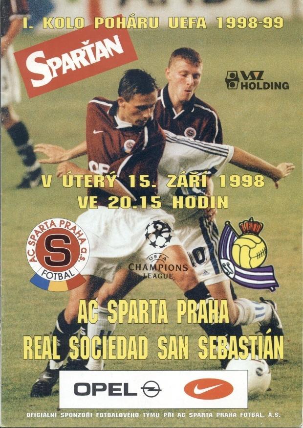 прог.Sparta Prague Czech/Чехія-Реал/Real Sociedad Spain/Іспан.1998 match program