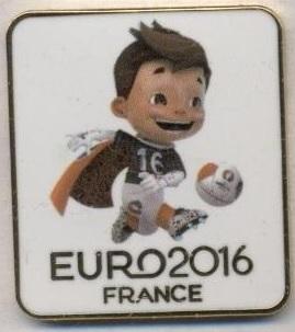 Чемп-т Європи 2016 (Франція талісман1 важмет/Euro 2016 football mascot pin badge