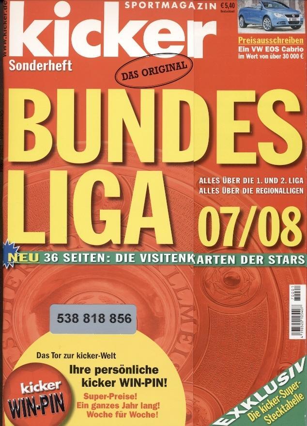 Футбол,Німеччина, чемп-т 2007-08, спецвидання Кікер/Kicker Sonderheft Bundesliga