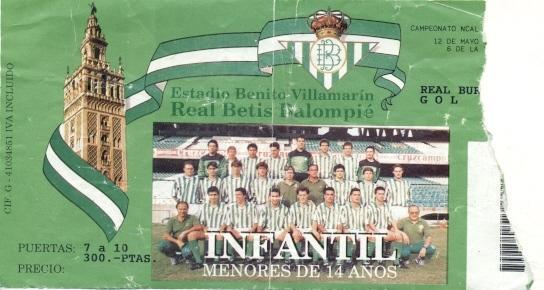 білет Іспанія Campeonato Espana Real Betis-Real Burgos 199..entrada match ticket