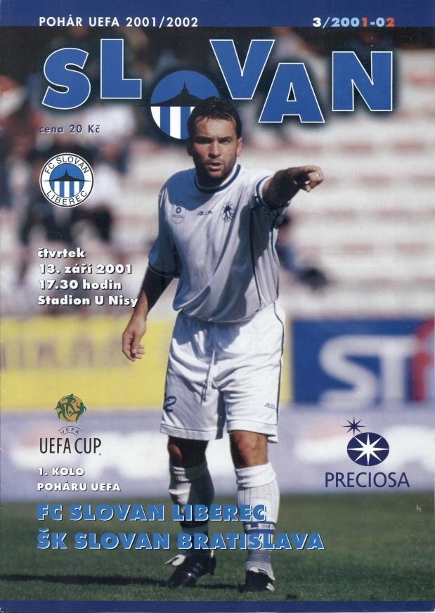 прог.Sl.Liberec Czech/Чехія-Slovan Bratislava Slovakia/Словач.2001 match program