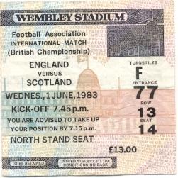 білет зб. Англія-Шотландія 1983 / England-Scotland British ch.ship match ticket