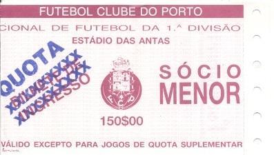 білет Португал.Campeonato Portugal FC Porto-Salgueiros 1994 bilhete match ticket