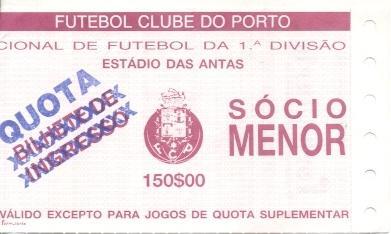 білет Португал.Campeonato Portugal FC Porto-Sport.Braga 199.bilhete match ticket