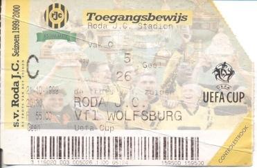 білет Roda JC Netherlands/Нідерл.-VfL Wolfsburg Germany/Німеч. 1999 match ticket