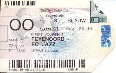 білет Feyenoord Netherlands/Нідерл.-FC Jazz Finland/Фінляндія 1997 match ticket